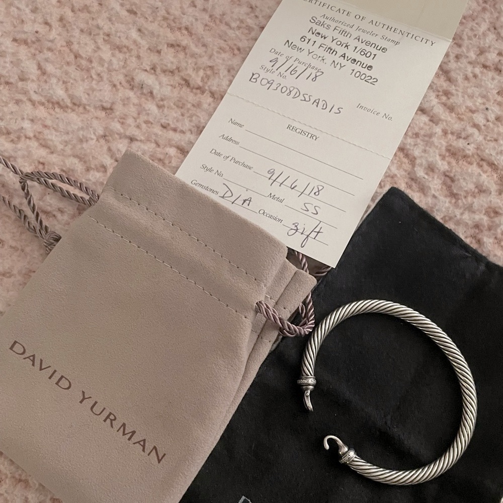 David Yurman Cable Buckle Bracelet with Diamonds, 5mm